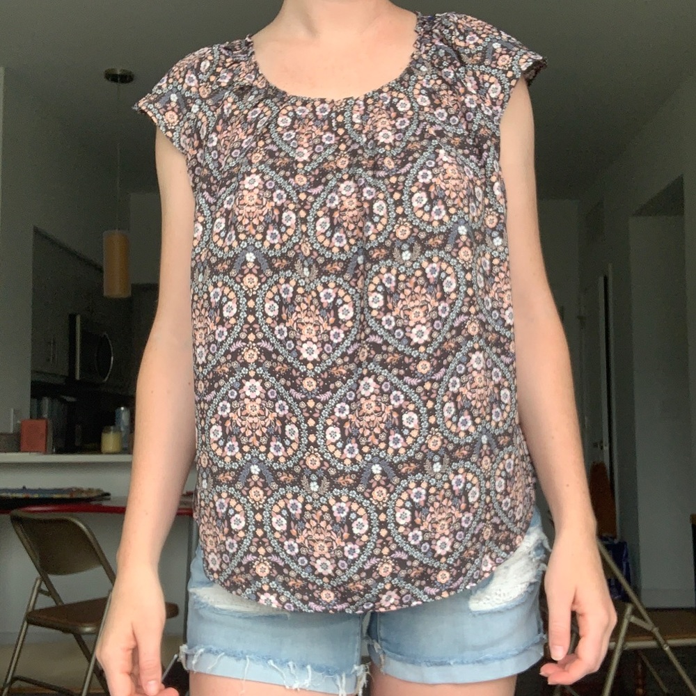 ❤️5 for $25❤️Floral Loose Lauren Boho Conrad Casual Tie Comfy Patterned Blouse